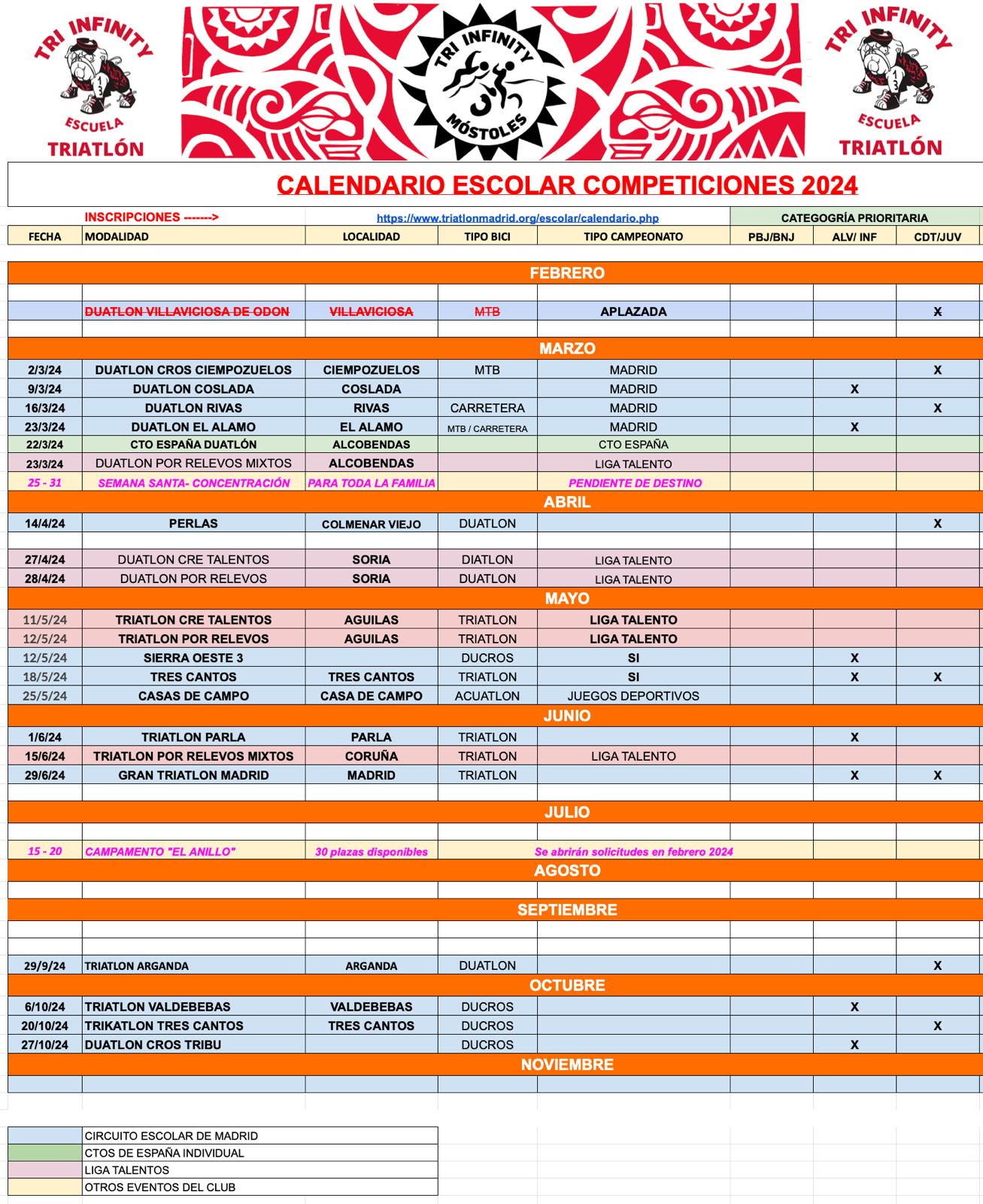 Calendario escuela